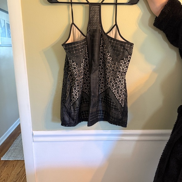 Tart black Vegan Leather Geometric Women's Top - Picture 3 of 6